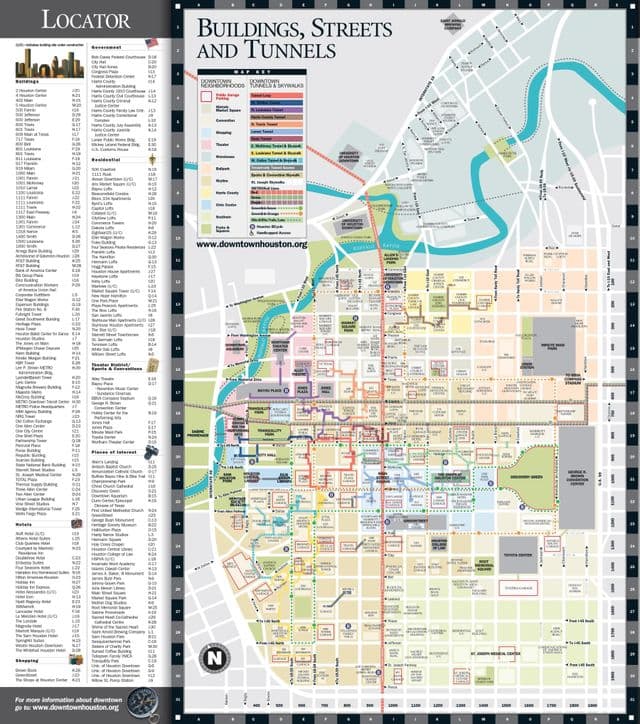 Mapa do centro da cidade de Houston