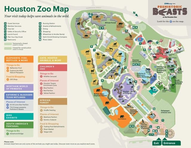 Mapa do Parque Zoológico de Houston